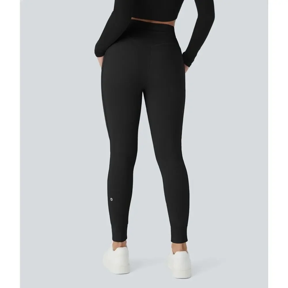 Halara Softlyzero Plush High Waisted Drawstring Full Length Joggers Black S